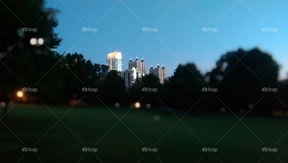 Midtown Morning. View of some of the skyline in midtown Atlanta from Piedmont Park on an early morning walk.