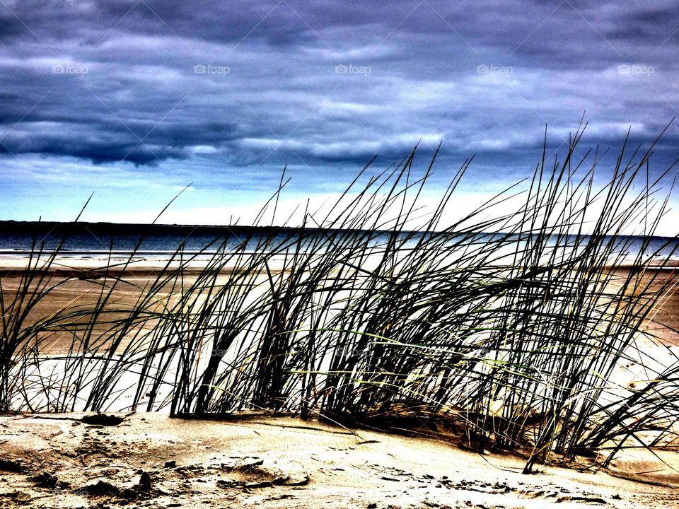 Trip along the beach on a rainy day