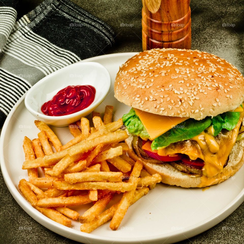 Burger and fries 😋