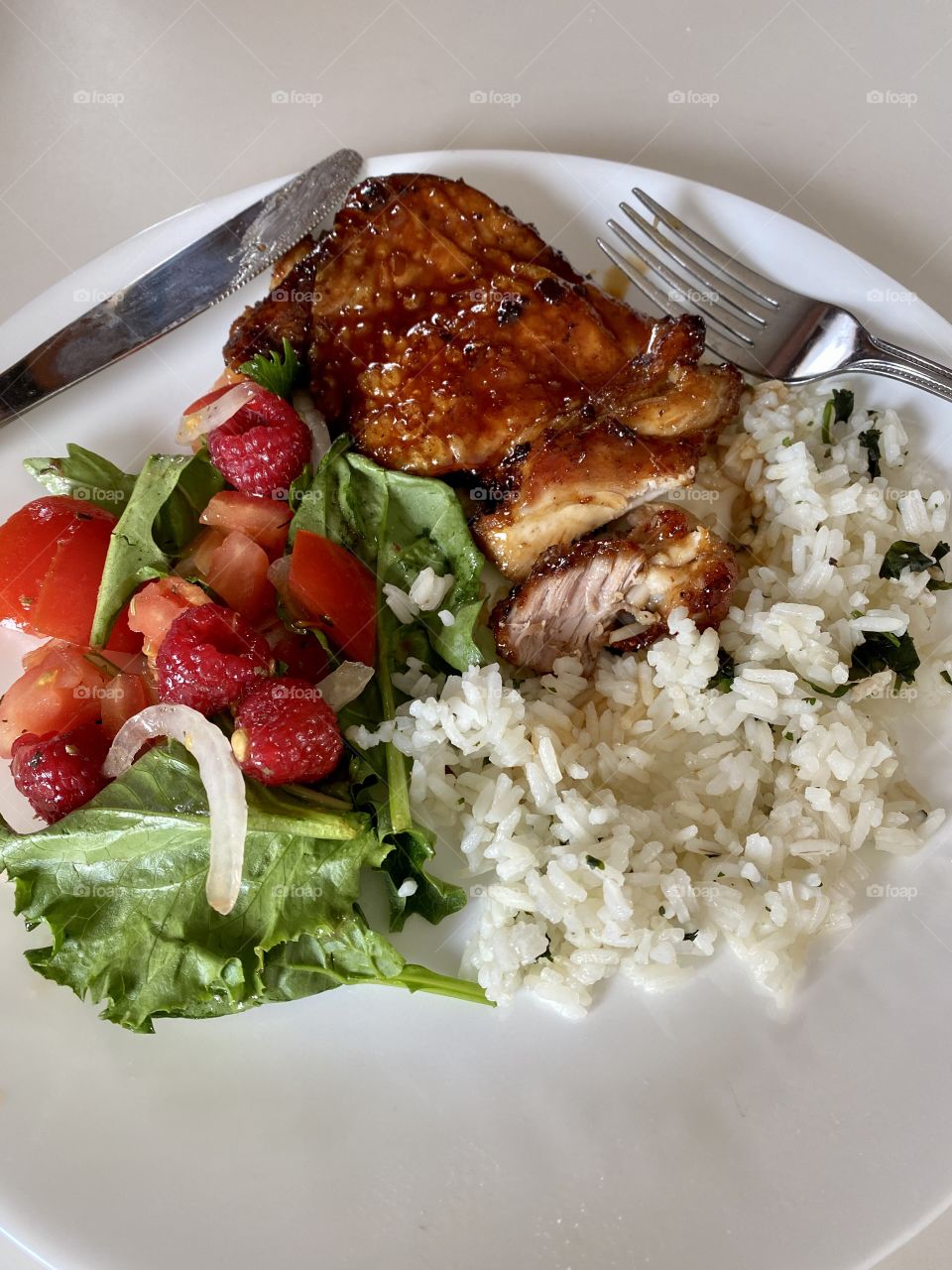 Chicken rice fruit salad