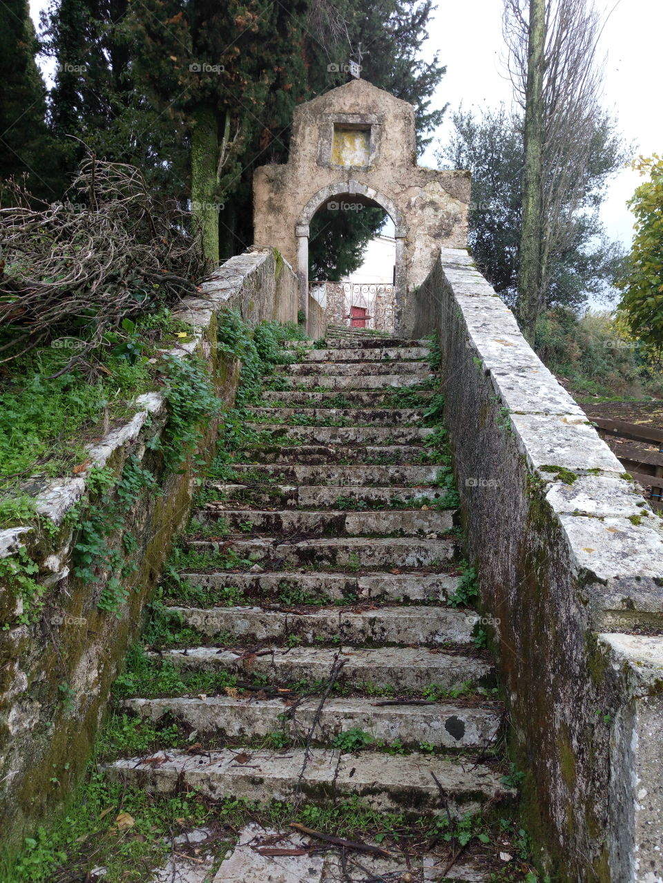 abandoned church in an old village of Corfu