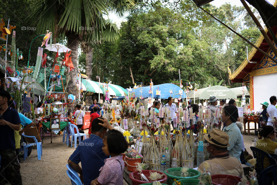 The annual thai temple festival, Tan guay salak, Lampang, Thailand