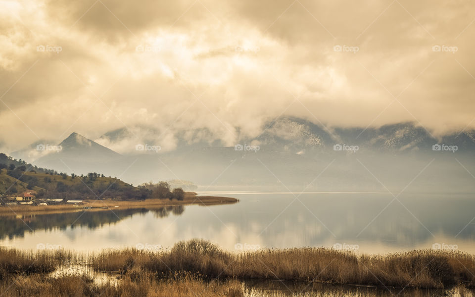 Lake Landscape At Prespes, Florina Region In Greece
