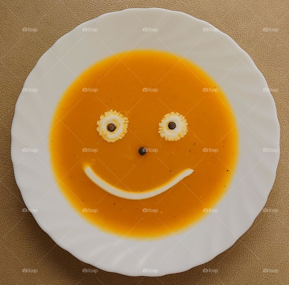 Pumpkin soup 🟠🎃 Smile 🟠🎃 Yummy 🟠🎃