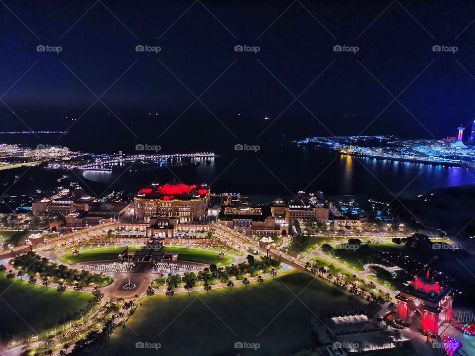 Top View of Emirates Palace at Night.