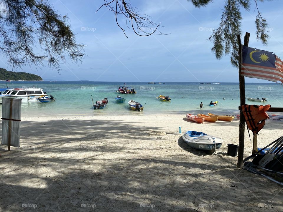 Sea view on a sunny day. Blue water and clear skies.
