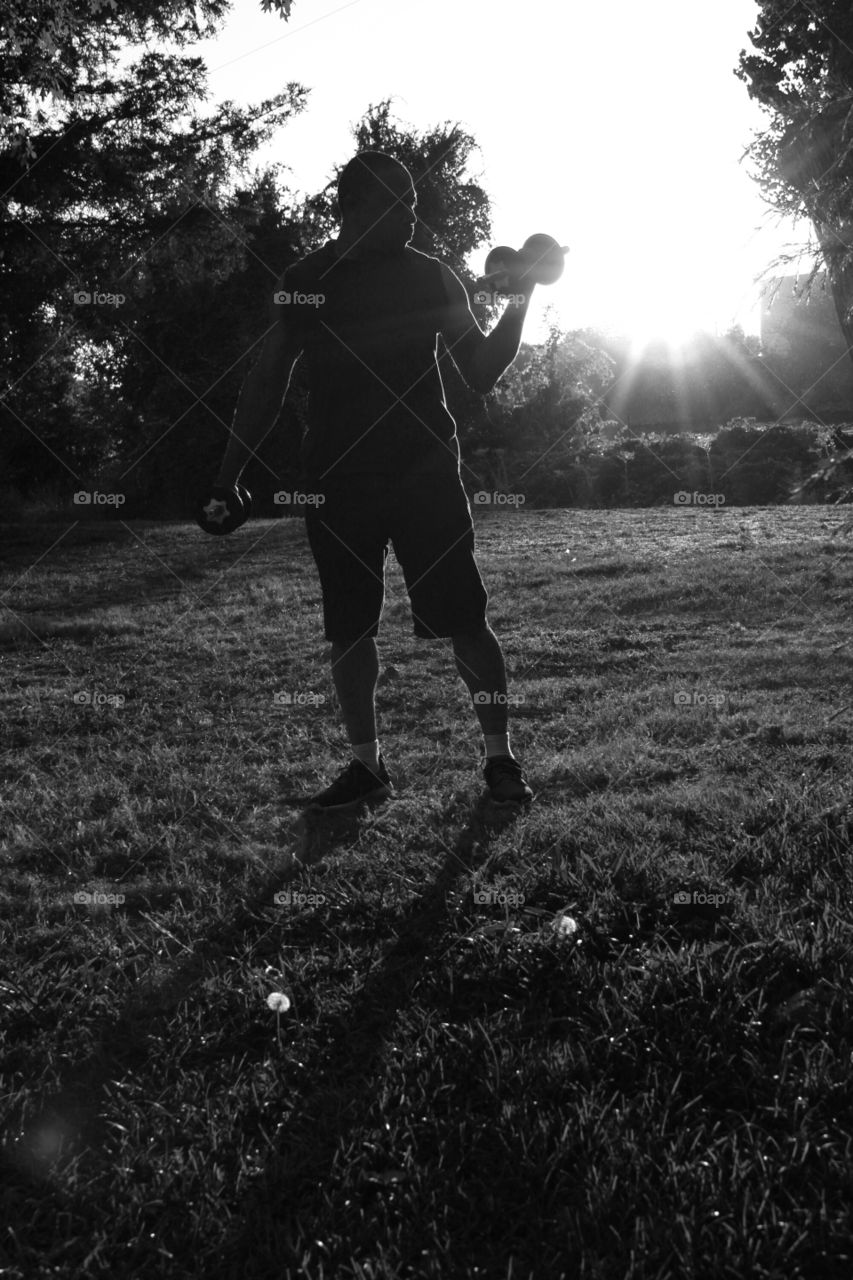 black and white Sunset workout