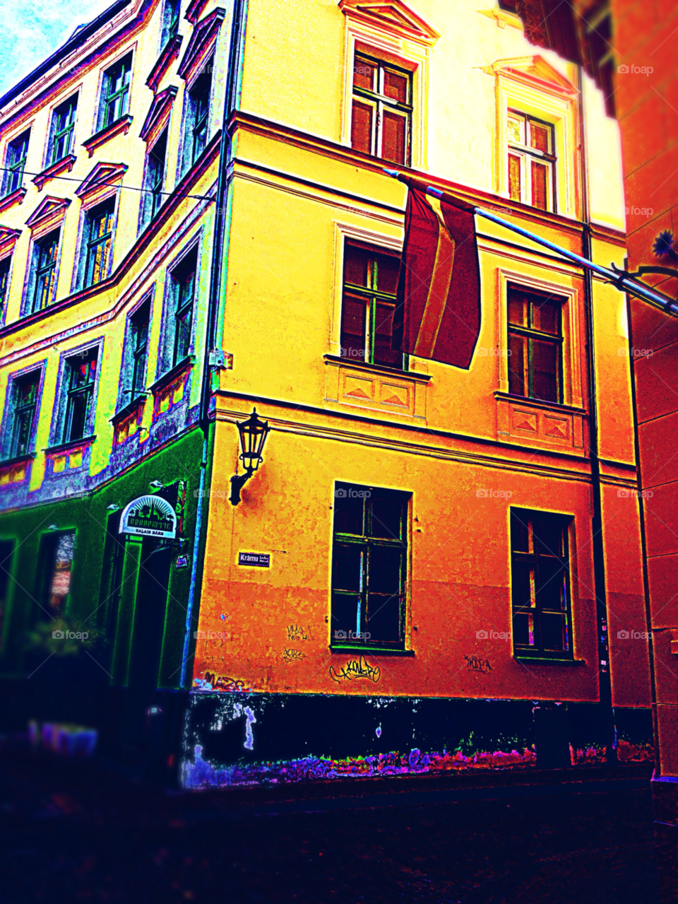 riga street building architecture by penguincody