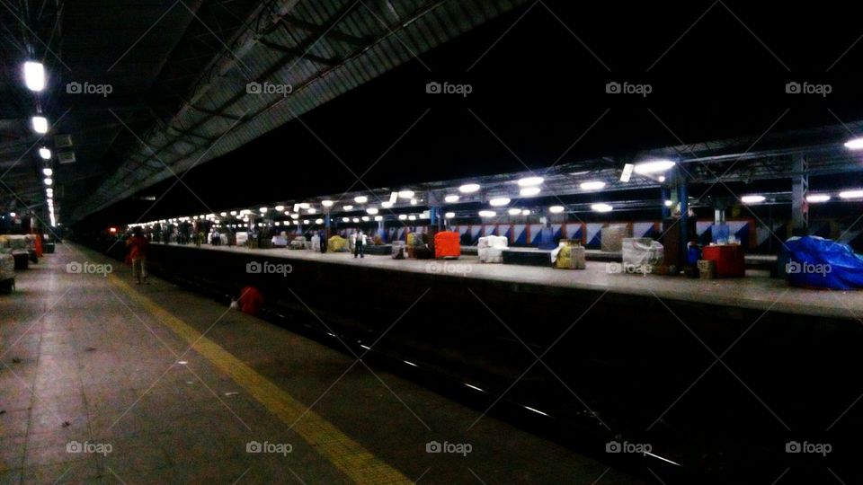 Midnight railway platform