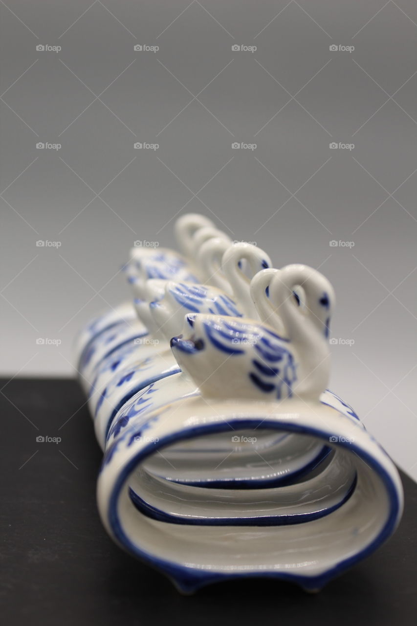 Tails of Porcelain Swan Napkin Rings