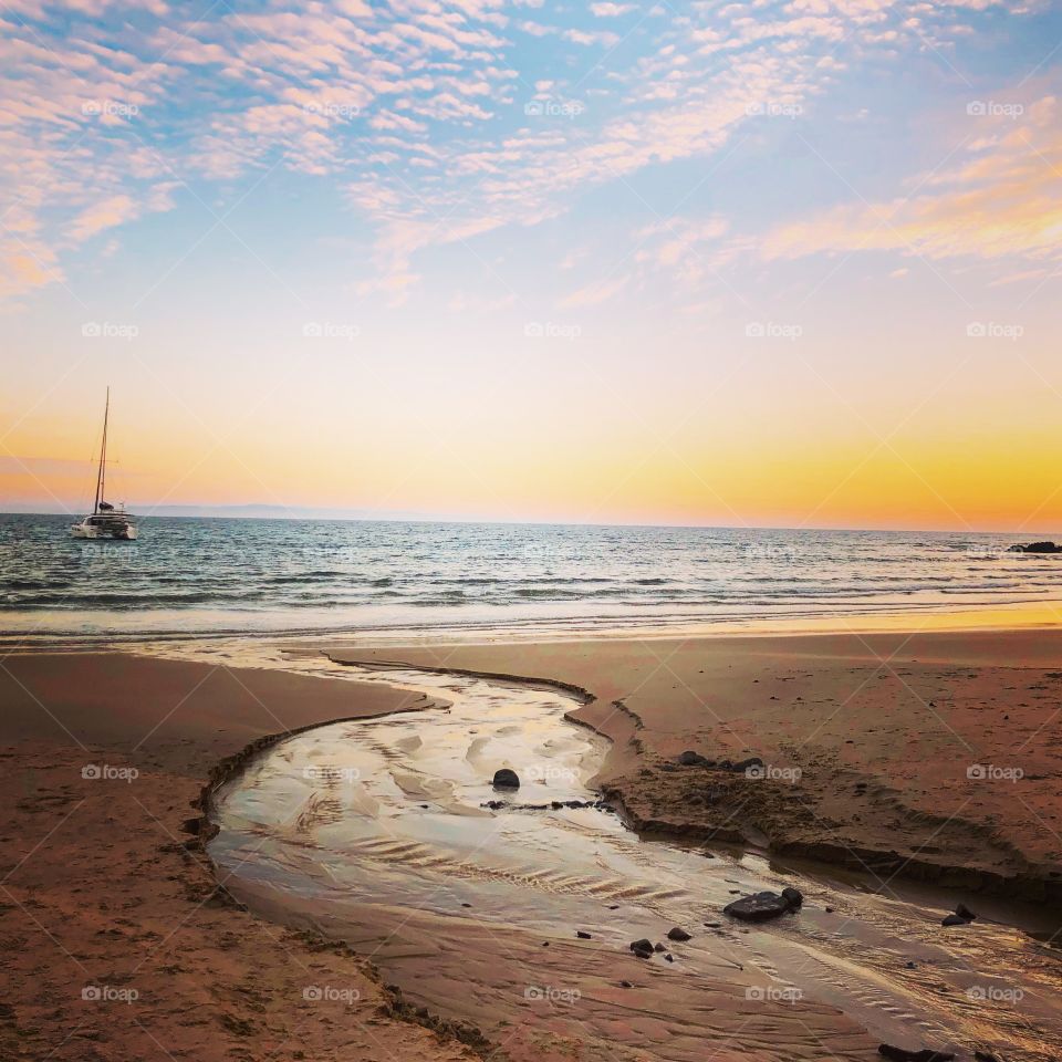 The river to the sea at sunrise 