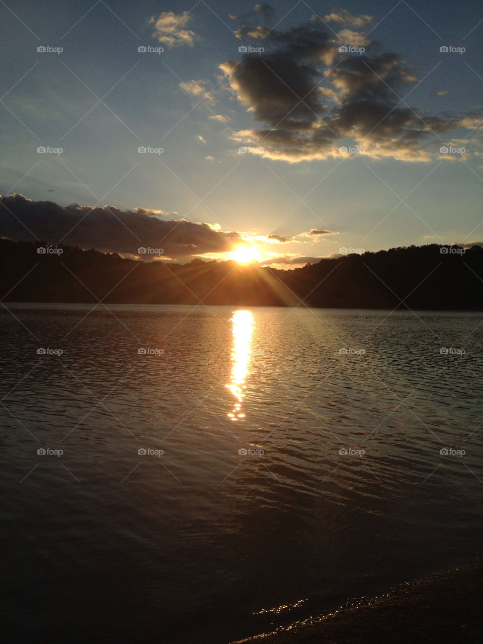 sky summer sunset lake by nzd615