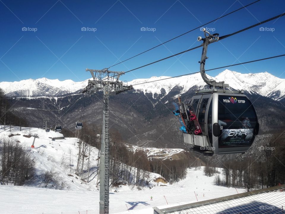 winter snow ski sky high view white sunny day