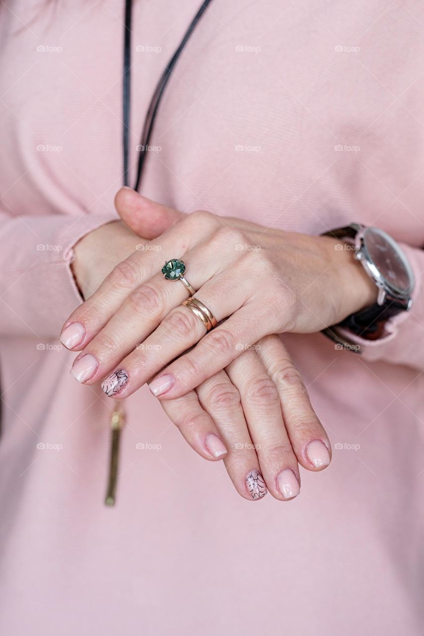 manicure on woman hand