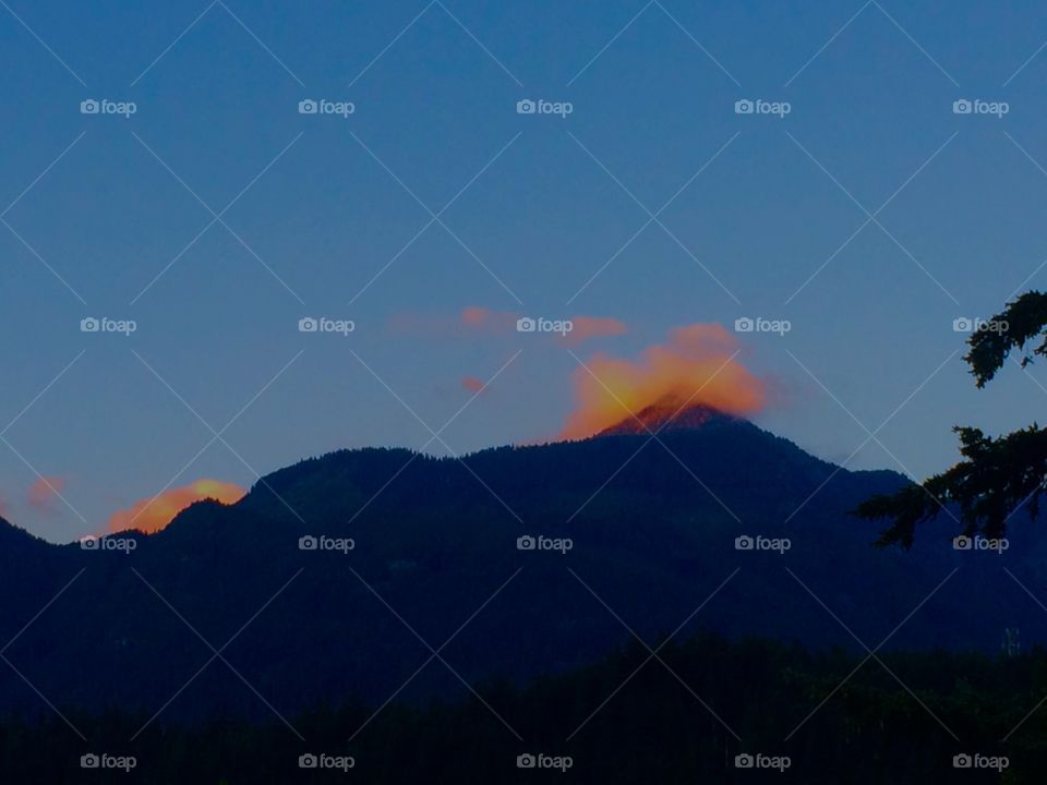 Sunset reflection on the clouds