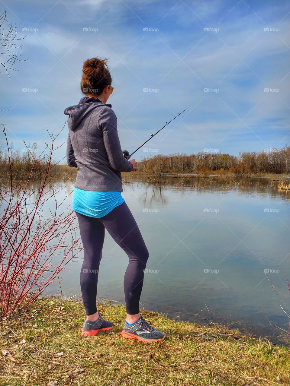 fishing in a hoodie