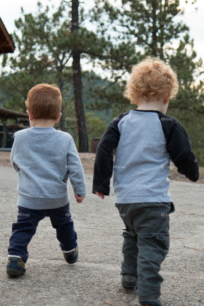 Cousins going for a walk