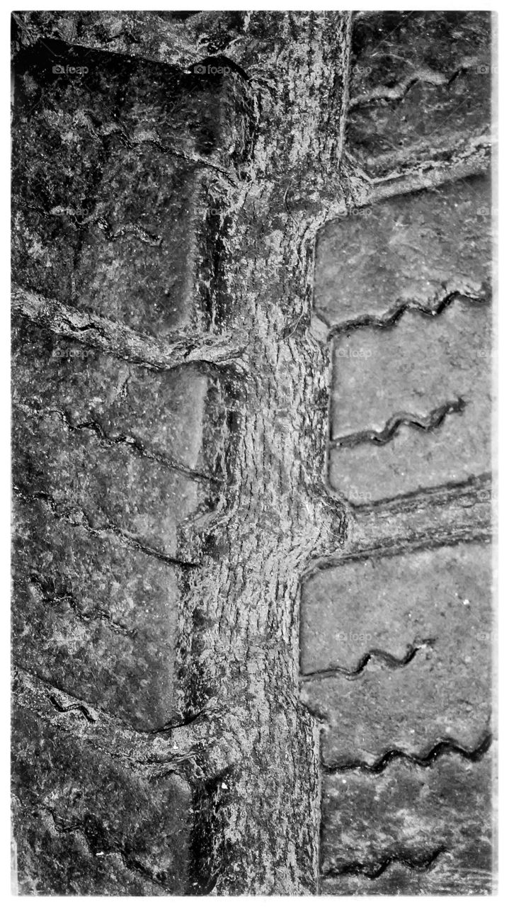 Worn tire (black & white)