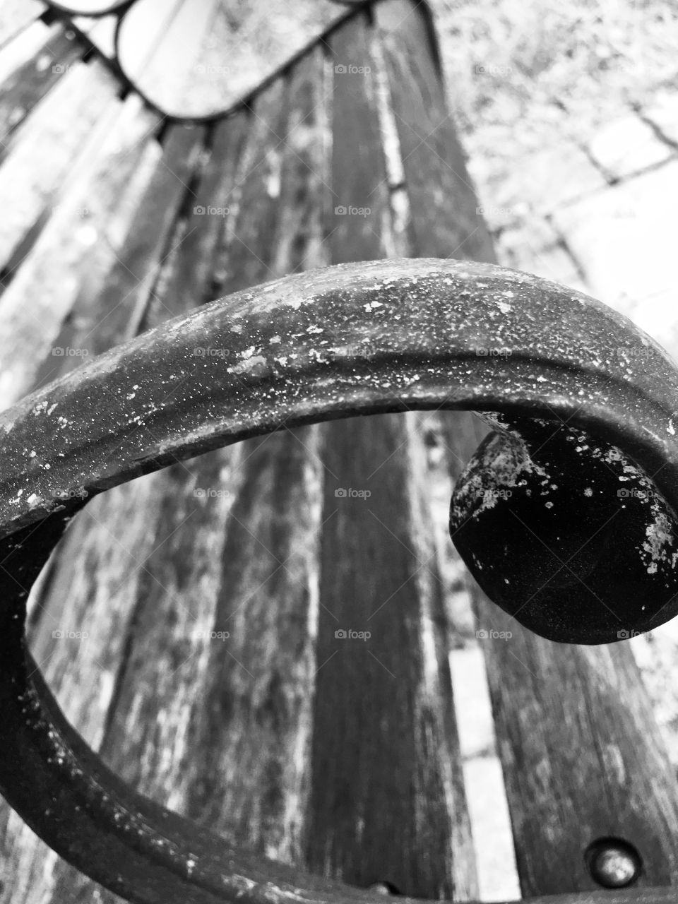 Old weathered wooden bench