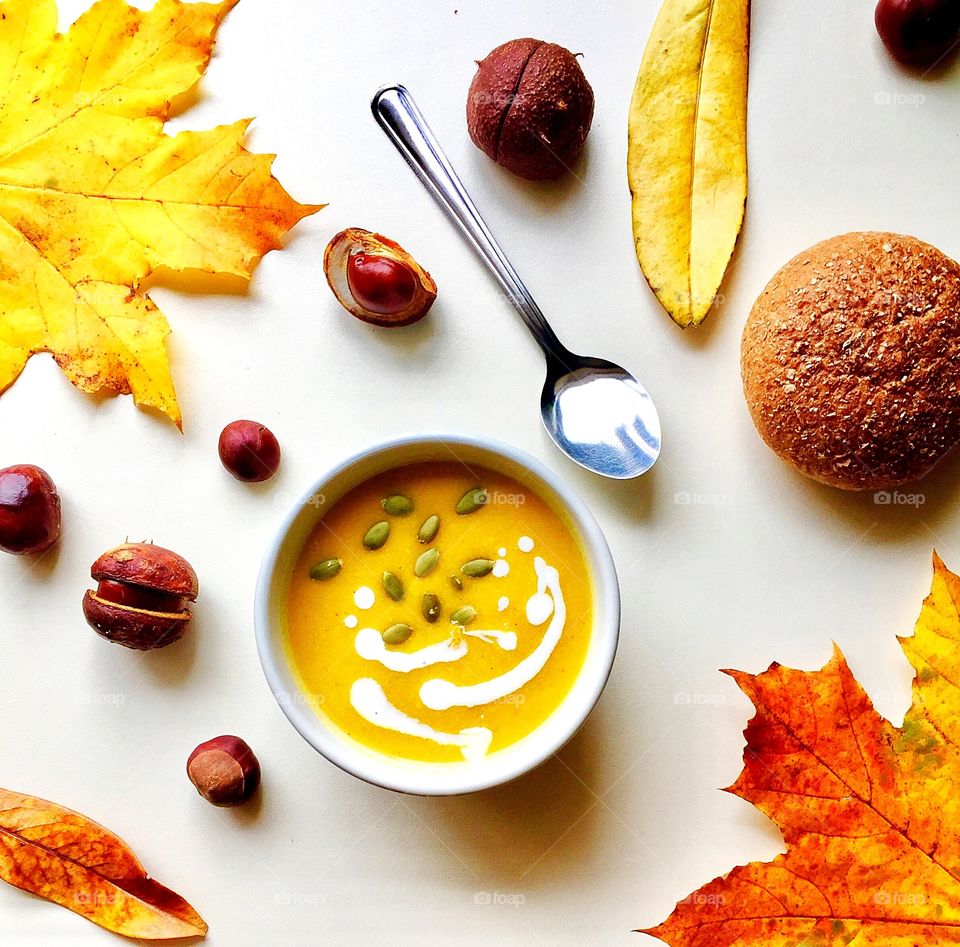 Pumpkin soup with pumpkin seeds