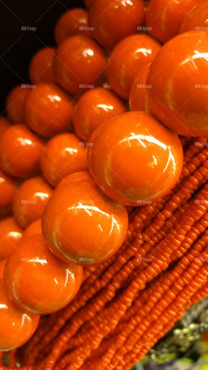 Orange bead strands