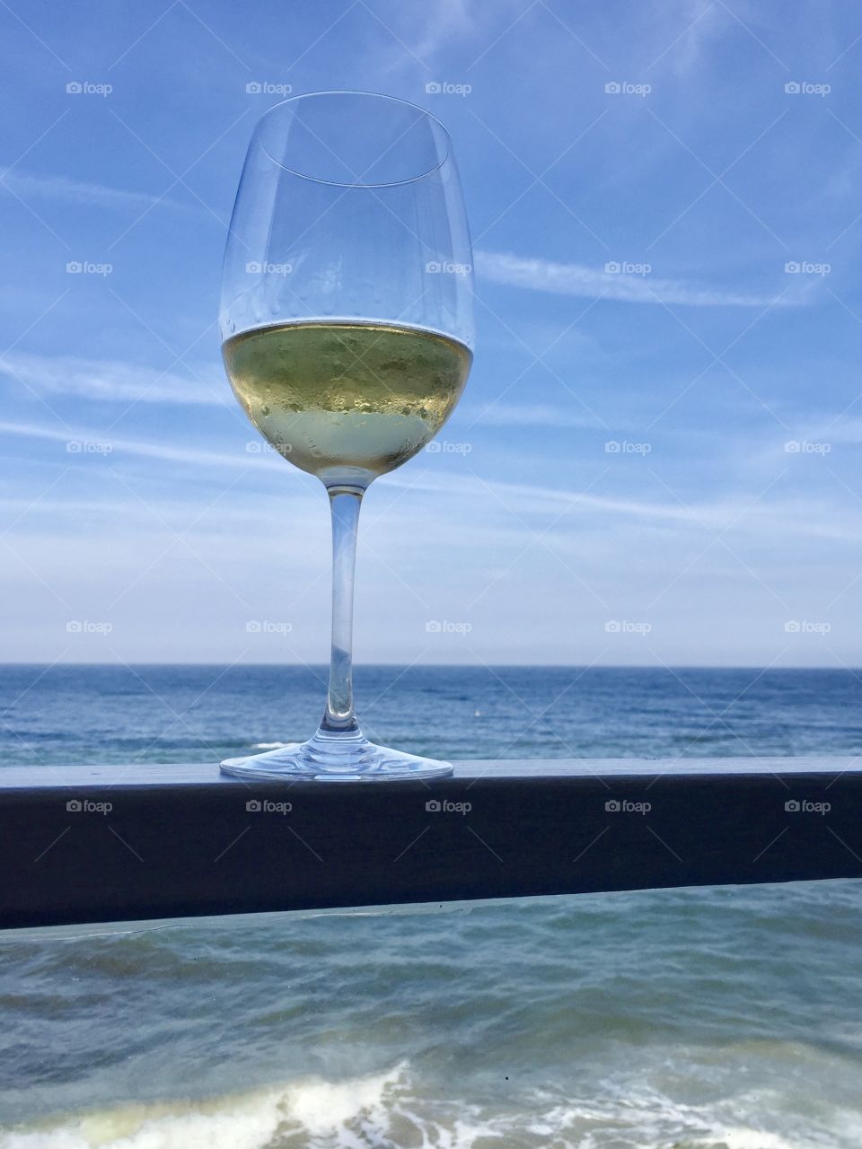A glass of champagne on the seaside 