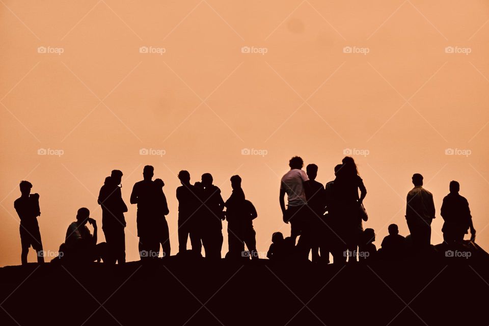 Silhouette - Sunrise shot - People gathering 