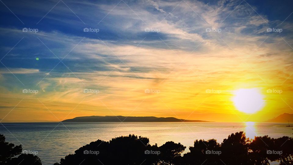 Sunset over Croation island