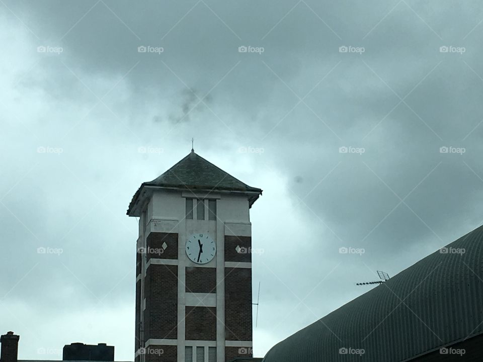 Trafford General Hospital Clock Tower previously called Park Hospital (taken on iphone through car window)