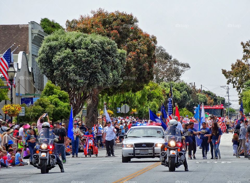 Fourth Of July Parade. Independence Day On Mainstreet Of Small Town USA
