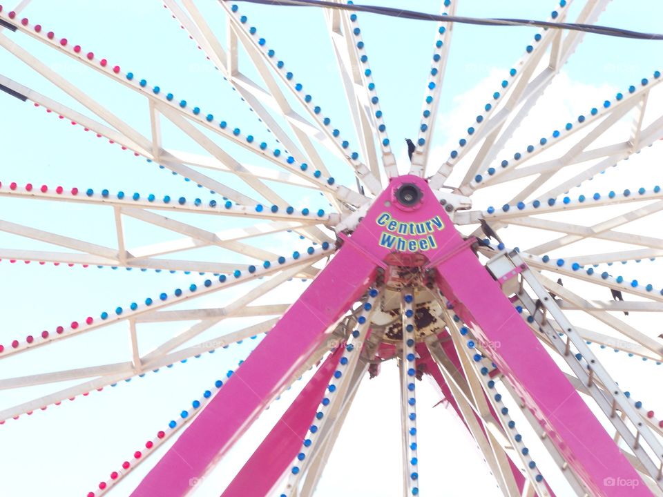 Ferris wheel up close.