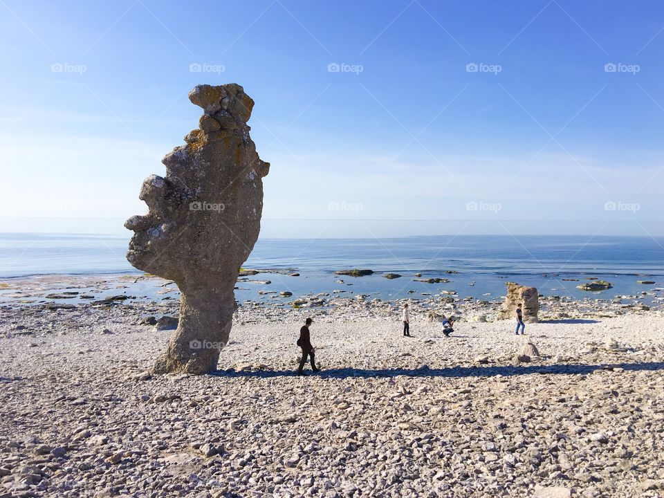 View of people enjoying on beach