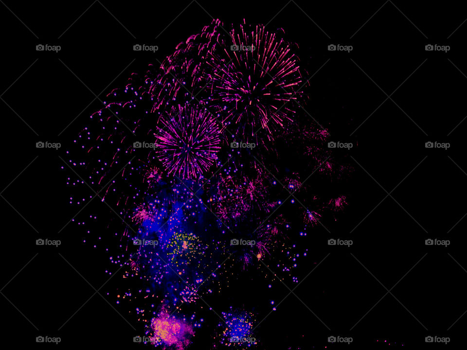 Colorful fireworks display at night