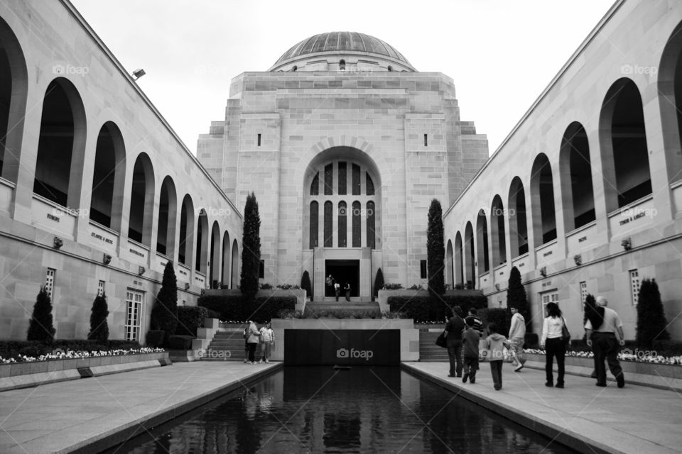 Australian War Memorial. The view to the Chapel at the Australian War memorial from the main entrance. 