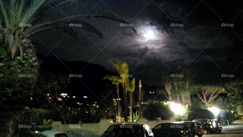 The full moon in the parking lot of Panza, on the Italian island of Ischia