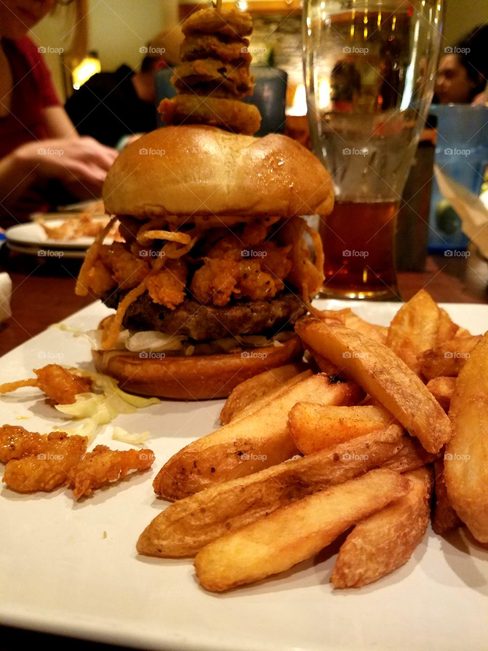 Calabash shrimp burger and fries