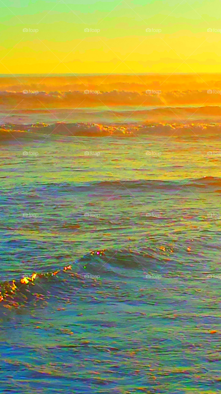 "Storm Waves At Sunset"