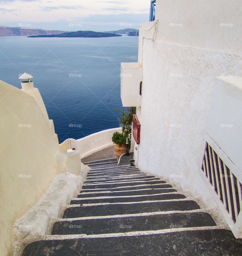 Stairs between houses. 