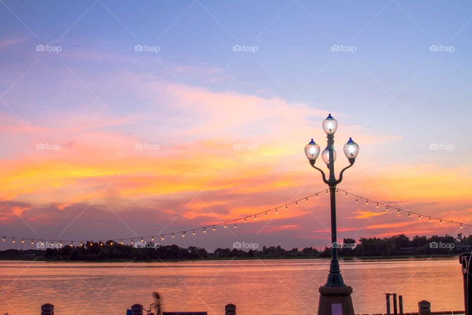 sunset at the riverfront 