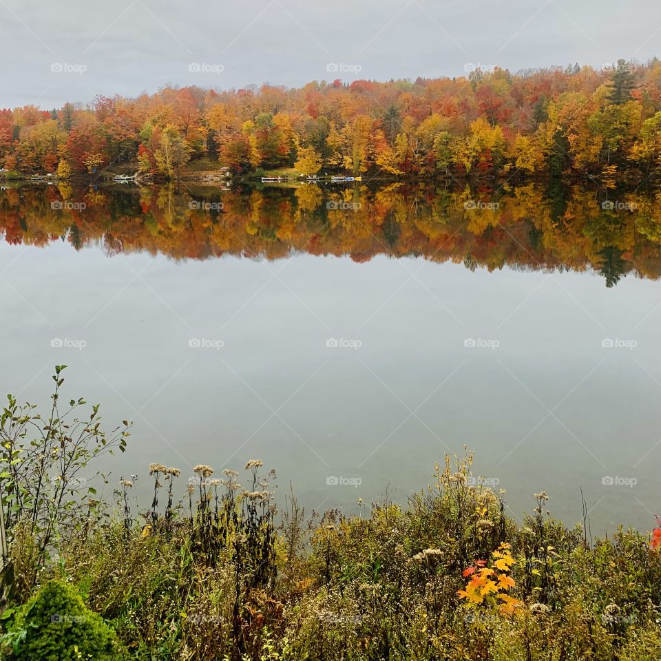 Fall on the lake in the Laurentians, Quebec, Canada 🍁