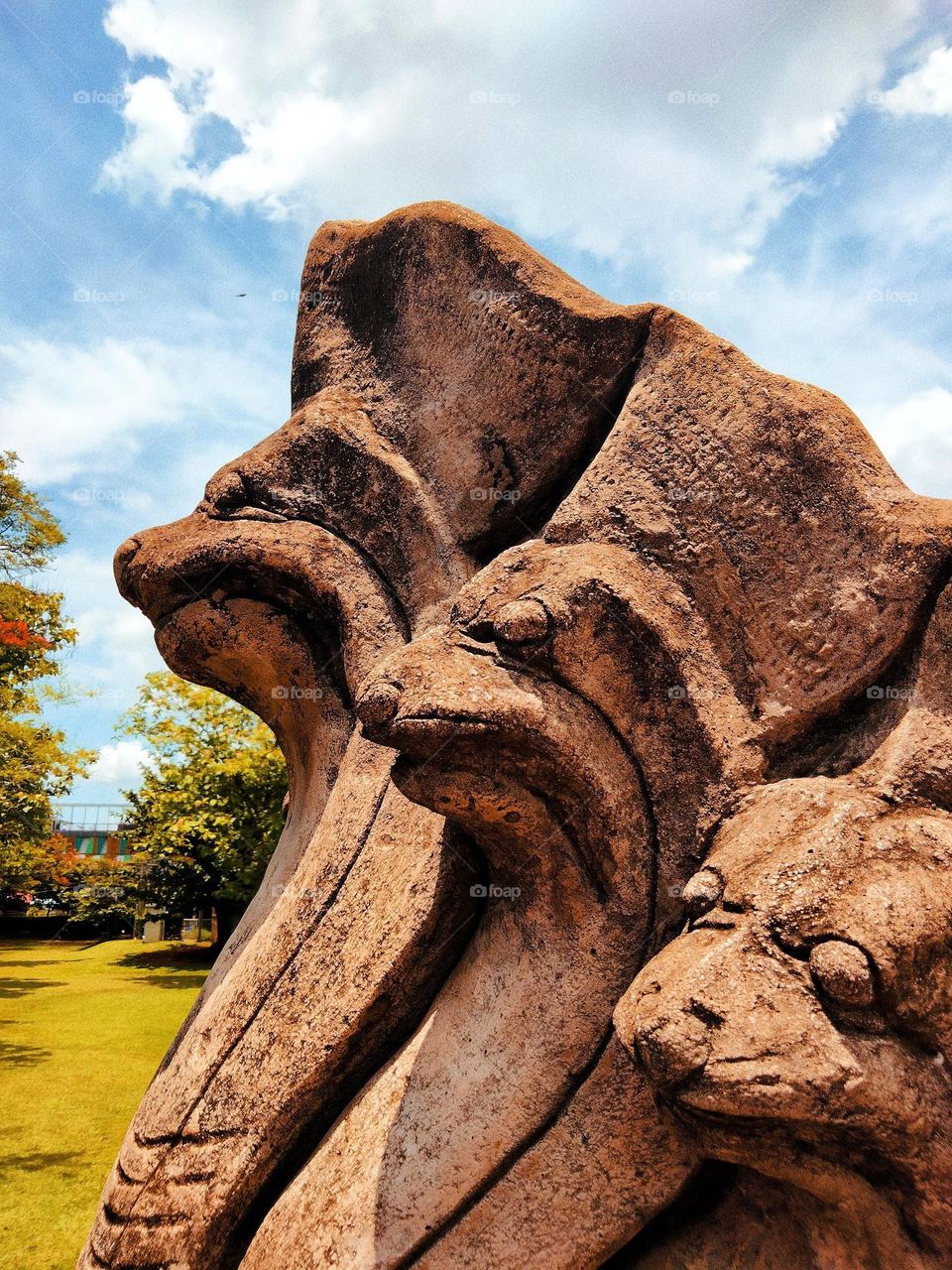 This is a statue of the Naga in an ancient castle in Thailand.