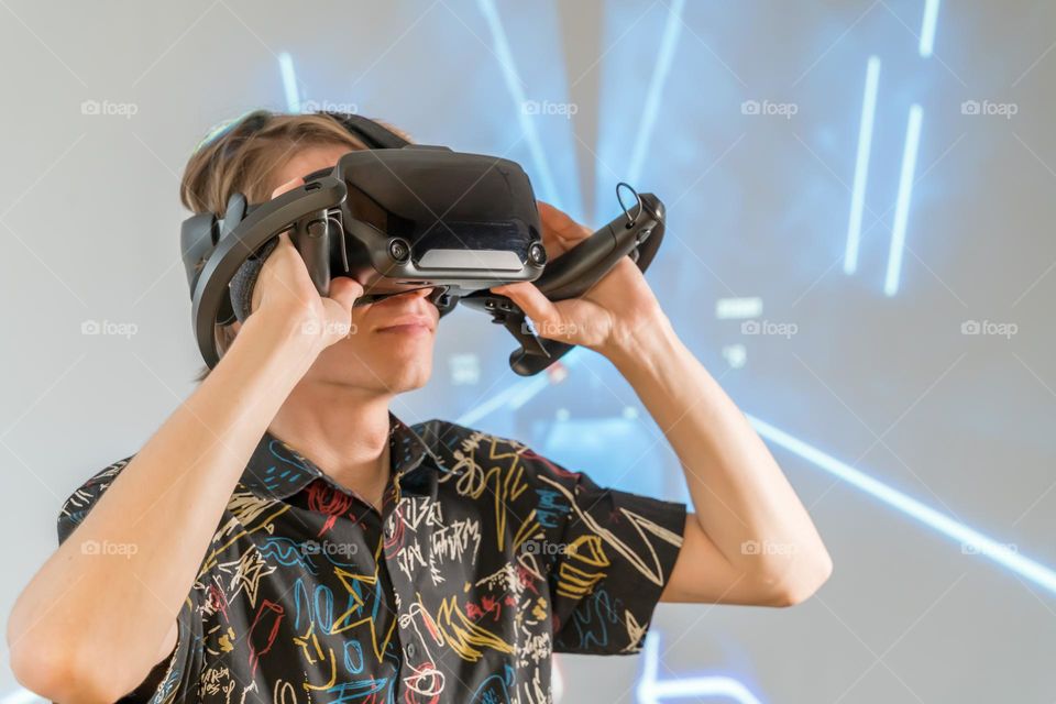 man playing a game in virtual reality