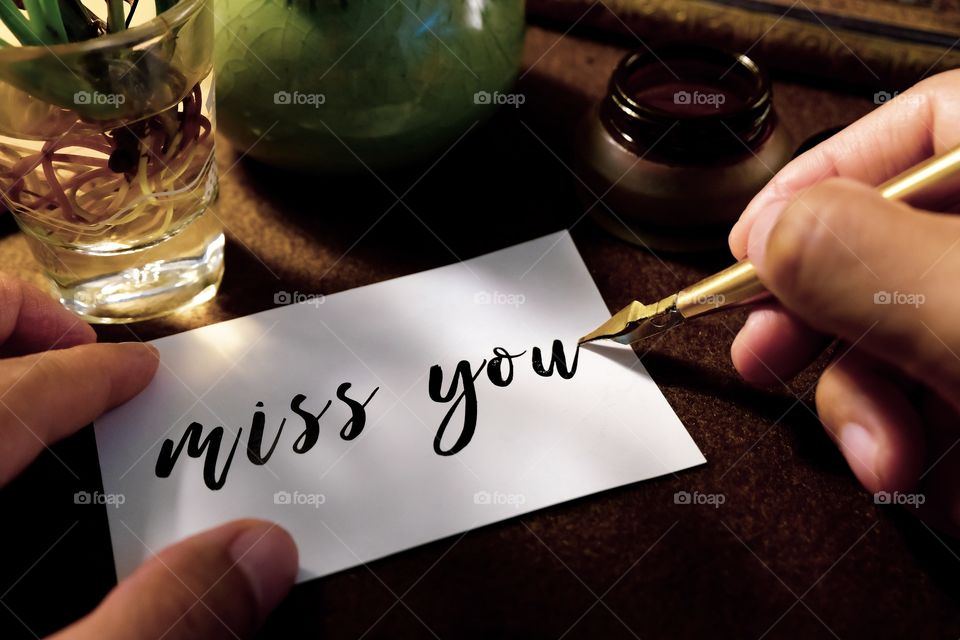 Miss you in calligraphy 