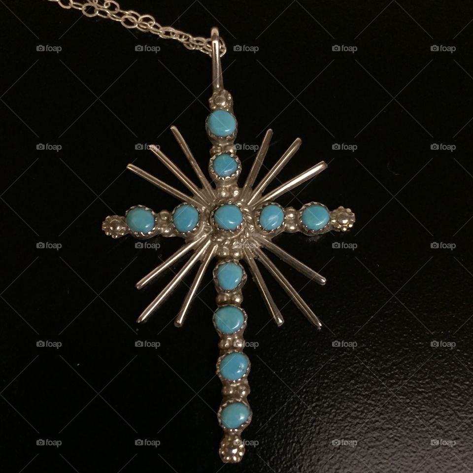 Turquoise cross pendant