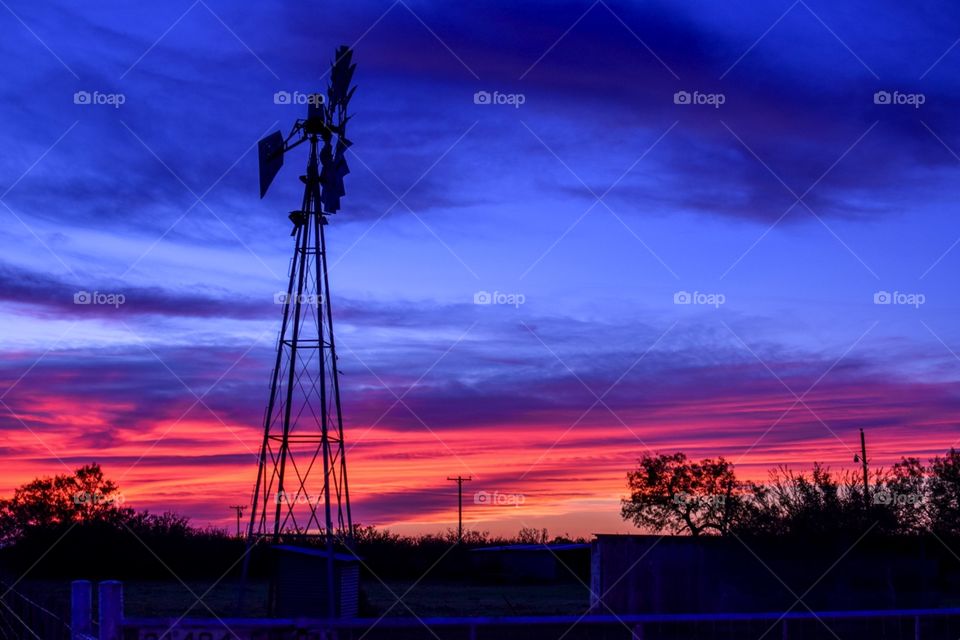 Windmill sunset in Texas 