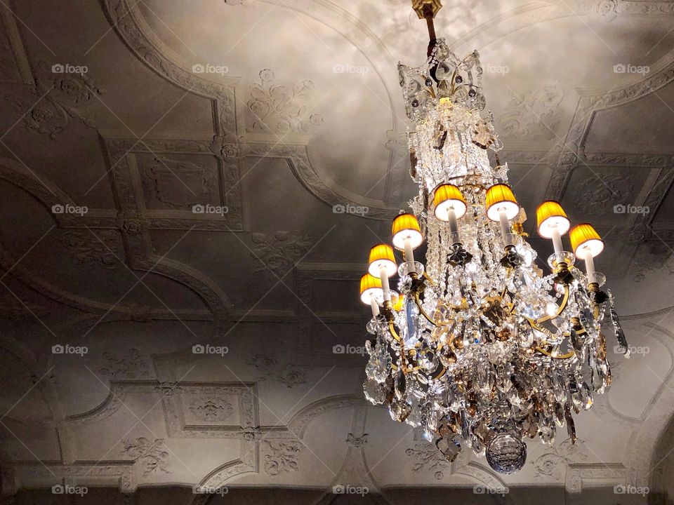 beautiful ceiling and chandelier at Stan Hywet Hall & Gardens