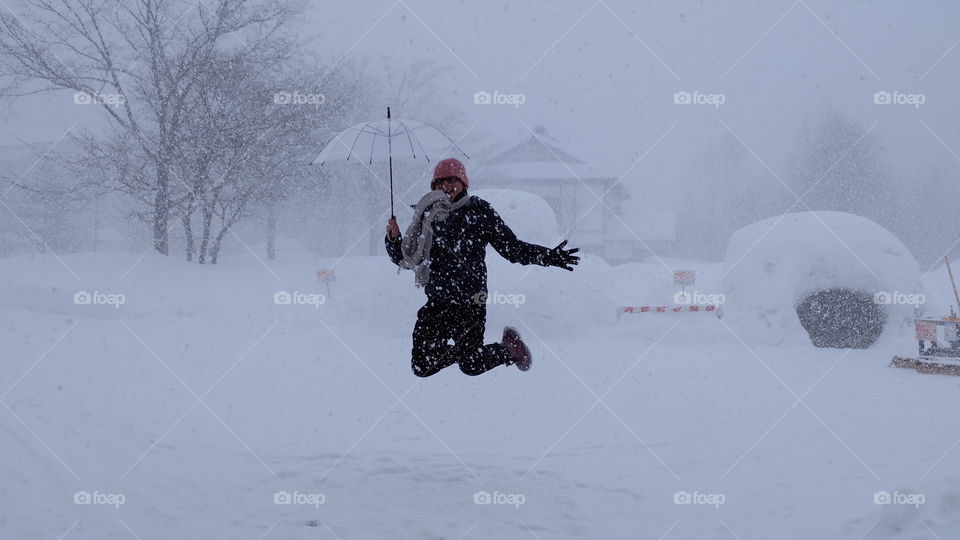 Jumping for joy in the snow!
