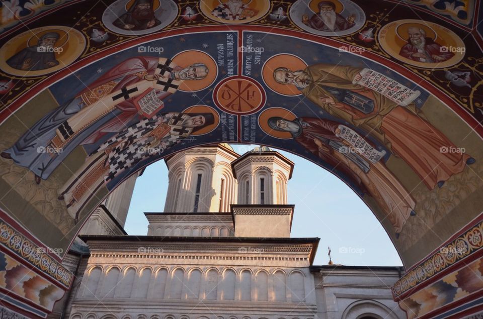 Fresco of the Bell Tower front of the Radu Voda Monastery