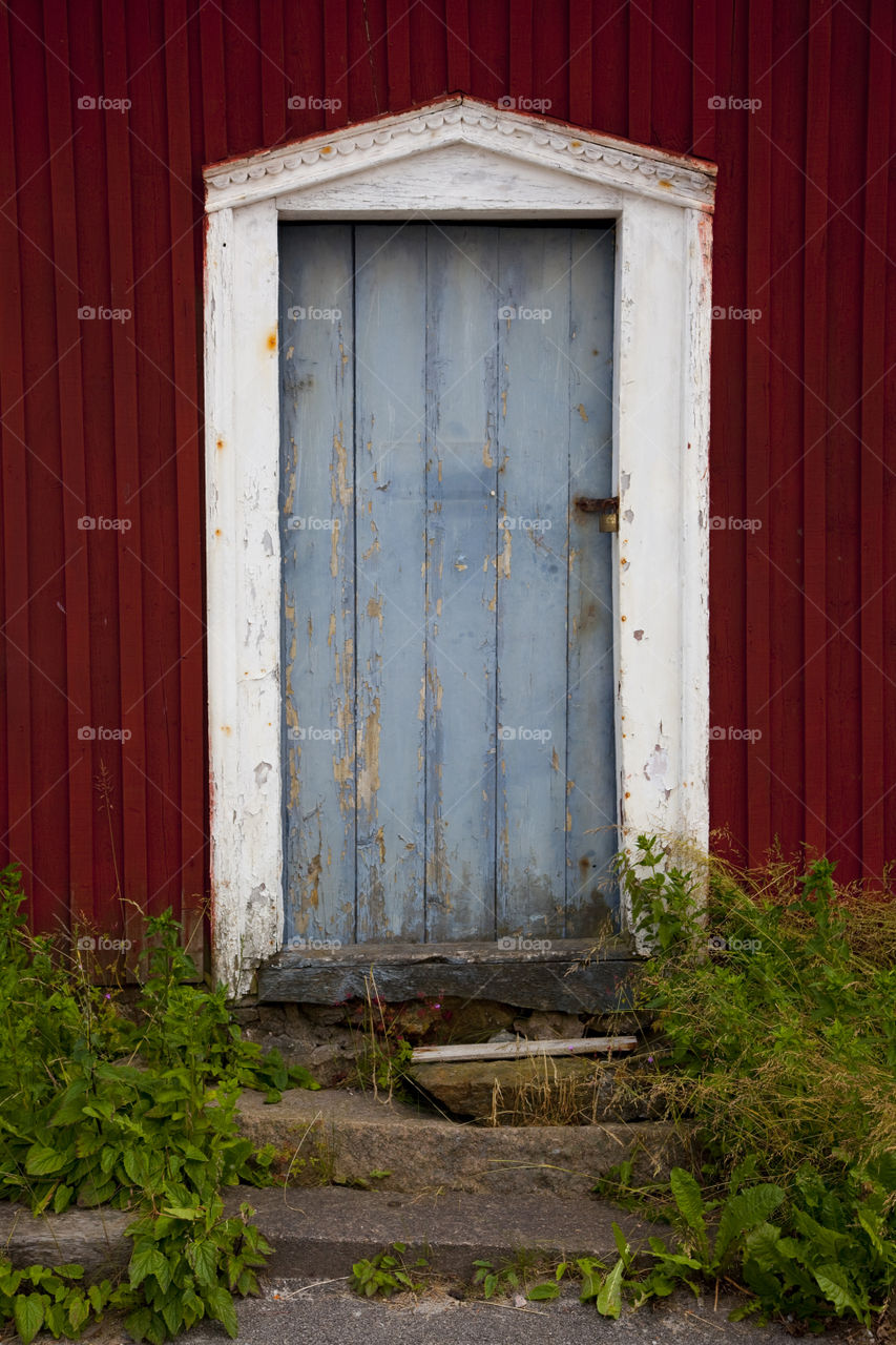 Old wooden door. Old house