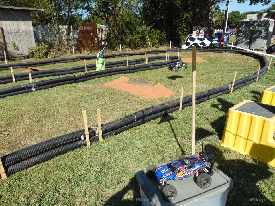 catching air. This is a picture of a remote control car.